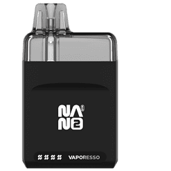 Komplettes Bild eines Vaporizers mit schwarzem Design, marker Hülle und transparentem Mundstück. Hochwertige Darstellung für E-Zigaretten und Verdampfer Produkte.