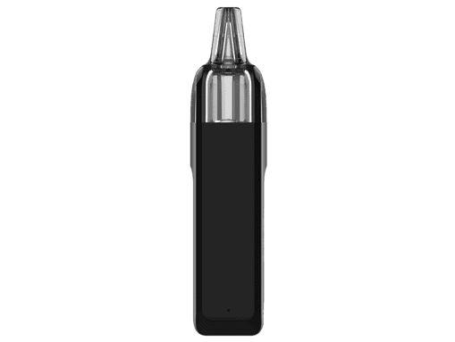 Akku-Stiftgerät mit transparentem Kopf und schwarzem Griff, kabellose elektrische Zahnbürste, moderne persönliche Pflege, einfache Anwendung, hygienisches Design, kompaktes Reisezubehör.