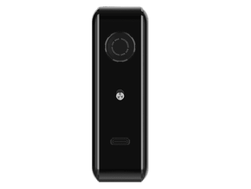Micro-Camcorder in Schwarz, kompakte Größe, ideal für unterwegs, mit anpassbarem Objektiv und USB-C Anschluss.
