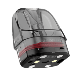 E-Zigarette Pod mit transparentem Gehäuse und rotem Akzent, kompatibel mit DressoX Luxex.