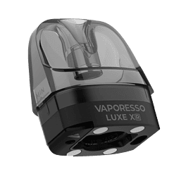 Vapresso Luxe XR Pod-System, kompakte E-Zigarette für Dampfer, schwarz, mit transparentem Pod-Deck, modernes Design, ideal für unterwegs und zuhause.