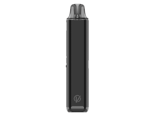 Vaporesso Vibe E-Zigaretten Set 3 Hauptbild einer schwarzen, tragbaren E-Zigarette mit transparentem Mundstück, elegantes Design, kompakte Größe, perfekt für unterwegs.