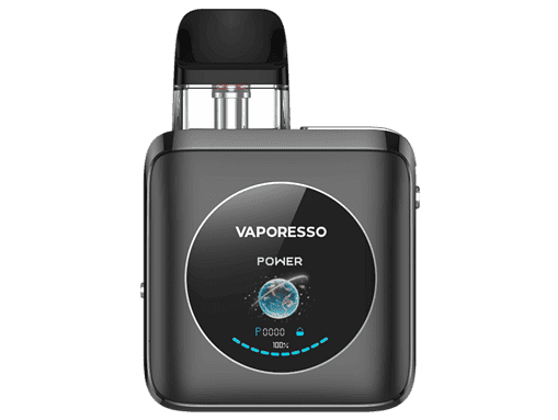Vaporesso Vape Mod mit digitalem Display, schwarzes Gehäuse, leistungsstark und modern.
