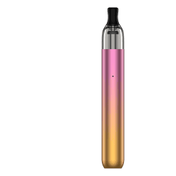 Stylischer E-Zigaretten-Vape mit Farbverlauf von Pink zu Gold, kompakt und modern Designed für Dampfer, ideal für unterwegs und stylisches Dampfen unterwegs.