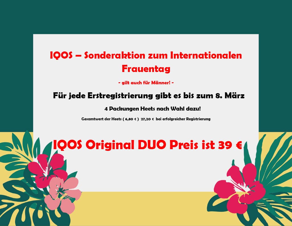 IQOS Sonderaktion zum Internationalen Frauentag, feminines Design, junges Lifestyle-Konzept, besondere Rabattaktion, E-Zigaretten Zubehör, LETZ Go Onlineshop.