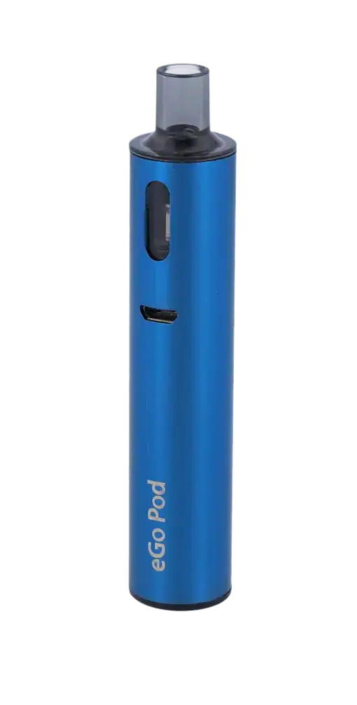 InnoCigs eGo POD E-Zigaretten Set 5 Leistungstarker E-Zigaretten-Vape mit blauer Oberfläche, ergonomischem Design, Sichtfenster und Bedienelementen, ideal für Dampfer; hochwertiges Zubehör von LETZ Go.