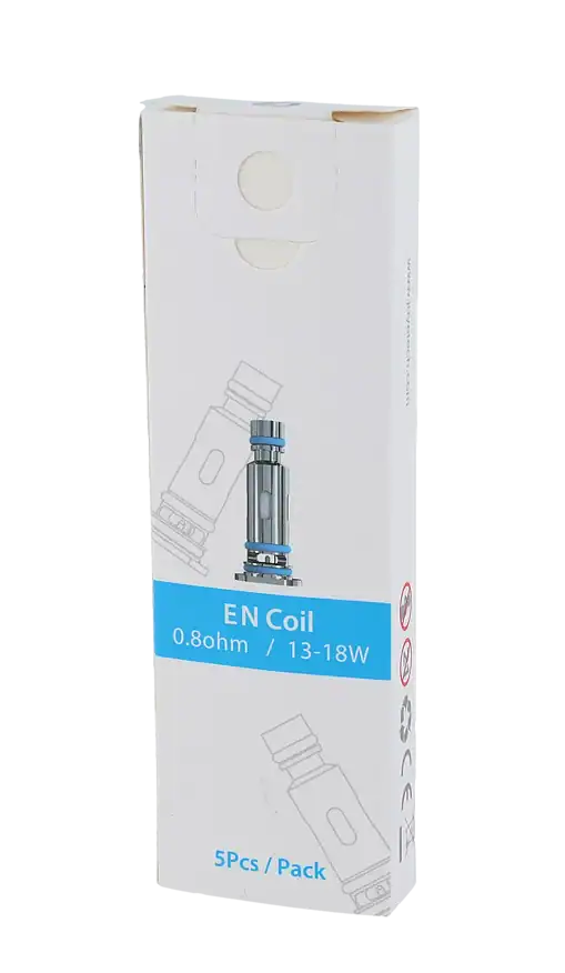 EN Coil Ersatzspule für E-Zigaretten, 0,8 Ohm, 13-18 Watt, 5 Stück Packung.