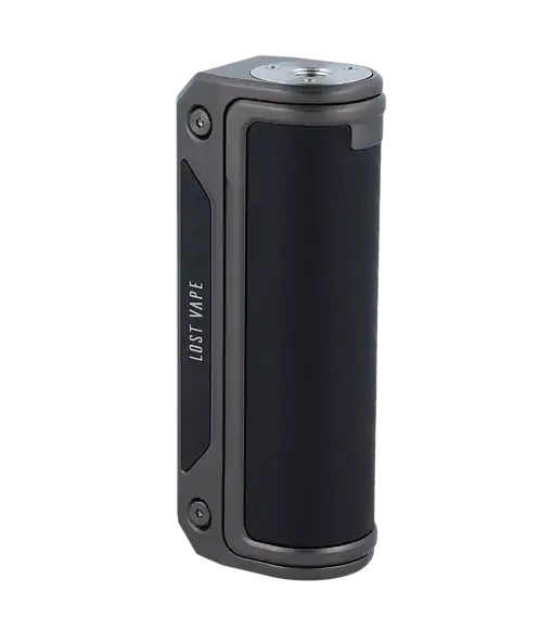 Lost Vape Thelema Solo 100 Watt 4 Hochwertiger Vape mit schwarzem Gehäuse und Logo „Lost Vape“ auf der Seite, kompakte Bauform, ideal für Dampfer, vielseitige Verwendung, modernes Design.