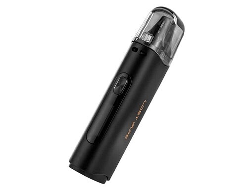 Kabelloser Vaporizer für E-Zigaretten, tragbares und kompaktes Design, schwarz, mit Ein-/Ausschalter und transparentem Tank. Ideal für einfaches Dampfen unterwegs.