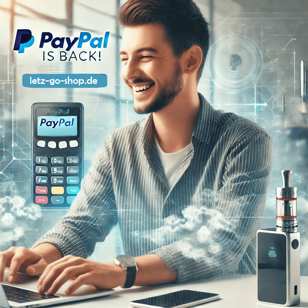 PayPal Logo auf digitalem Display, modernes Online-Zahlungssystem, symbolisiert sichere Transaktionen für E-Commerce, online bezahlen, digitale Bezahlung, LETZ Go Shop.