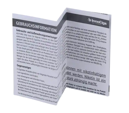 Innocigs Gebrauchsinformation - Vape E-Zigaretten, Inhaltsstoffe, Warnhinweise, Nikotinabhängigkeit, Produktbeschreibung, medizinische Hinweise, Rauchfrei, Liquid, E-Liquid, Dampfer Zubehör, Zigarettenersatz, Nikotinsucht, Raucherentwöhnung, Gesundheitsschutz, E-Flüssigkeit, Vaporizer, E-Zigarette, Nikotinfreier Genuss, Tabakersatz, Liquidladen, Rauchvergnügen, elektronische Zigarette.