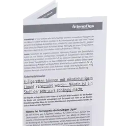 E-Liquid mit Nikotingehalt, Warnhinweis auf Suchtgefahr, für E-Zigaretten geeignet, in deutscher Anleitung, sicherheitsrelevante Hinweise, für verantwortungsvolle Nutzung, Produktetikett, Werbekategorie E-液体, Liquids.