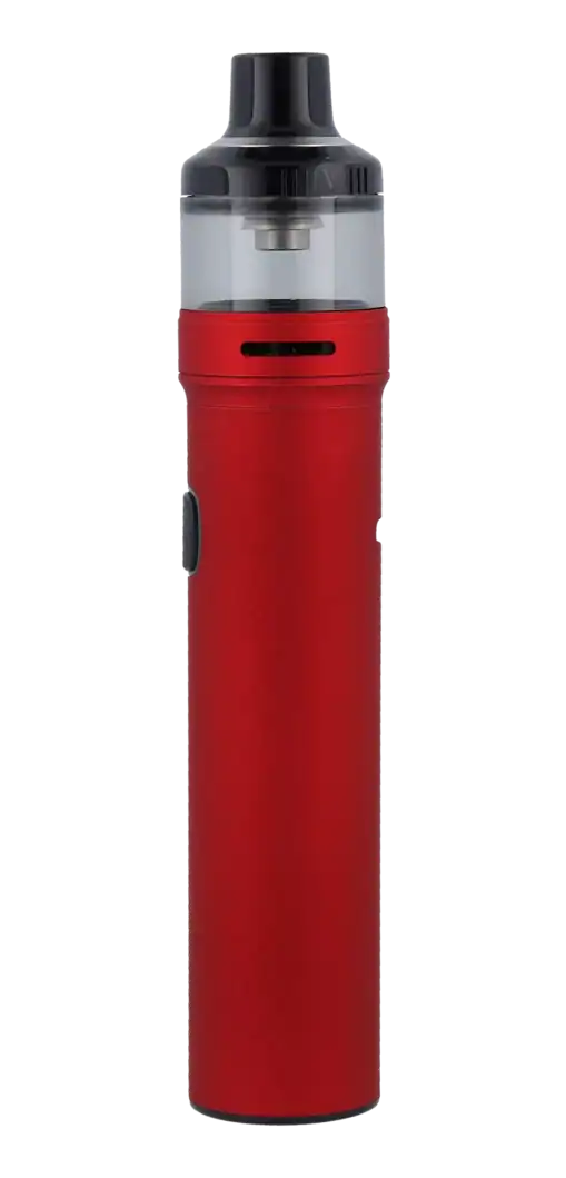 Vape Akku in Rot, tragbar und leistungsstark für E-Zigaretten, mit Druckknopf und langlebiger Batterie.