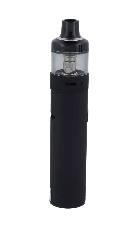 Kannister-Vape für E-Zigaretten, schwarzes langlebiges Design mit transparenter Tank für easy liquid Kontrolle, ideal für das Dampfen unterwegs.