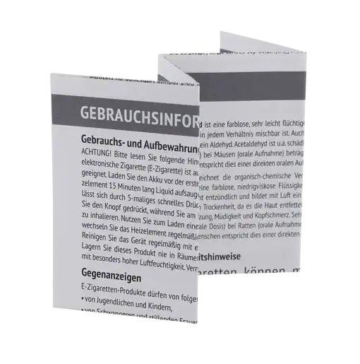 Gebrauchsinformationen zum E-Zigaretten-Akku, Anleitung, Hinweise zur Nutzung und Pflege, Warnhinweise, Tipps zur sicheren Verwendung und Lagerung - für Rauchende.