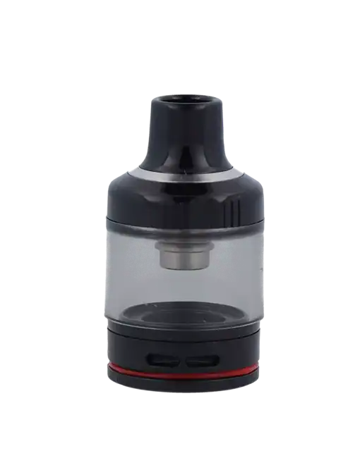 Ersatztank für E-Zigaretten mit transparentem Glas und schwarzem Deckel, Ersatzteil für Ihre E-Shisha oder Vape.