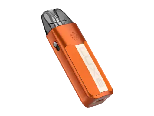 Vaporesso LUXE XR MAX E-Zigaretten Set 6 Vape Device in Orange mit transparentem Mundstück, modernes Design, kompakt und tragbar.