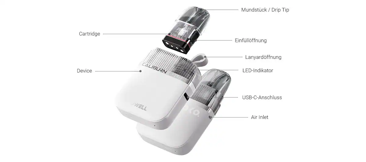 Leistungsstarker tragbarer Vaporizator mit USB-C, LED-Indikator, Lanyardöffnung und ergonomischem Design, ideal für unterwegs.