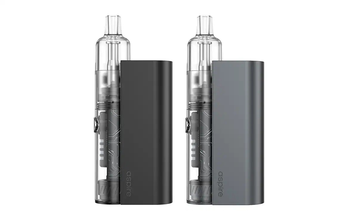 Moderner Vape mit schwarzem Akkumodul und transparenter E-Zigarette, inklusive Technik im Inneren, ideal für Dampfer, inklusive Akkuträger und Verdampfer, stilvoll und funktional.