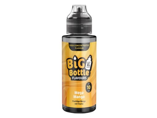 Saftflasche für E-Zigaretten, Big Bottle XXL, Mega Mango Geschmacksrichtung, 10ml, fruchtige Mango mit Frische, hochwertiges Liquid für E-Zigaretten, belebender Fruchtgeschmack.