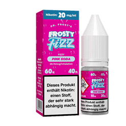 Vape Dampfliquid Frosty Fizz Pink Soda, Nikotin 20 mg/ml, 10 ml Flasche, belebender Geschmack mit Süßigkeiten-Note, für Dampfer und E-Zigaretten, hohe Nikotinwirkung, intensives Dampferlebnis.