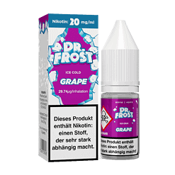 Nikotin Liquid Dr. Frost Grape bei LETZ Go, 20 mg/ml, für E-Zigaretten, erfrischender Traubengeschmack.