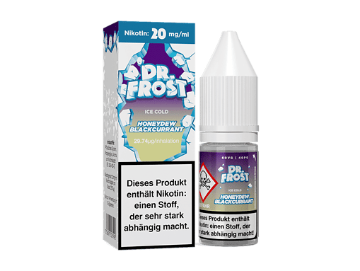 Nikotin E-Liquid Dr. Frost Ice Cold Honeydew Blackcurrant, 20mg/ml, 60ml Flasche, with Warnhinweis auf Abhängigkeit, trendiges Design, für E-Zigaretten, Geschmackskombination aus Melone und schwarze Johannisbeere, hochwertige Qualität.