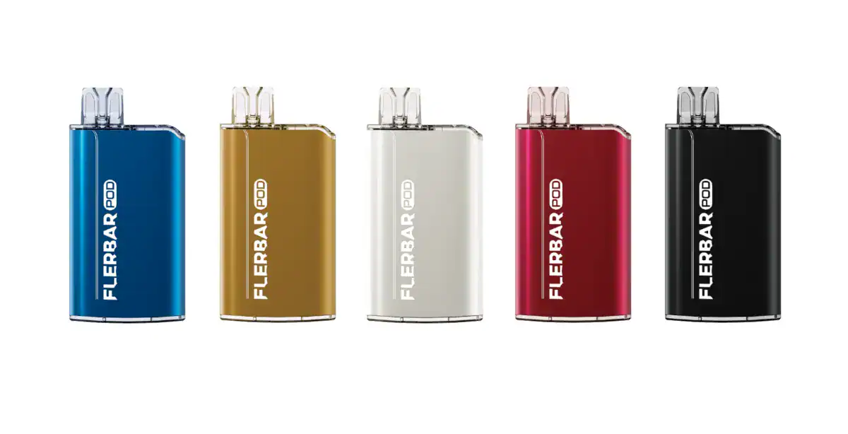Bunte Fl(er)bar Pod Vibrationsgeräte in Blau, Braun, Weiß, Rot und Schwarz, kompakt und tragbar für unterwegs.