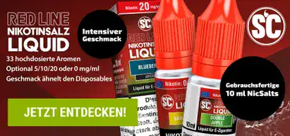 Nikotinsalz Liquid von RED LINE, hochwertige Aromatisierung, 10 ml, geeignet für E-Zigaretten, intensiver Geschmack, flexible Nikotinstärken wählbar, für Dampfer, neu und originalverpackt, einfache Anwendung.
