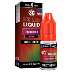 Rotes Liquid für E-Zigaretten, Red Berries Aroma, nikotinfrei, 10 ml Flasche, SC Red Line Liquid.