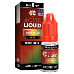 Knoblauch Liquid für E-Zigaretten, 10 ml, nikotinfrei, Triple Melon Aroma, rote Verpackung, Made in Europe, feine Geschmackskombination, ohne Nikotin.