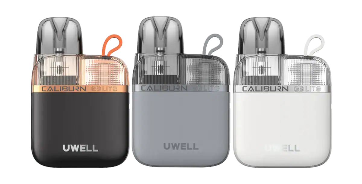 Gerät mit 3 Farbvarianten: Schwarz, Grau und Weiß, tragbare Uwell Caliburn G3 Lite E-Zigaretten, modernes Design, kompakte Bauform, für Dampfer, langlebig, hochwertig, leicht zu verwenden, perfekt für Einsteiger.