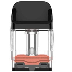 Innovativer Vape-Pod mit transparentem Gehäuse, schwarzem Oberteil und rotem Heizelement, modern designt, für einfache Handhabung und perfekten Geschmack.