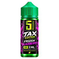 5EL Tax Edition Frozen Blackberry: 3 ml Aroma mit herber Brombeere und Kühle in der 90 ml Flasche. Nur gemischt mit Basis und Shots verwenden.