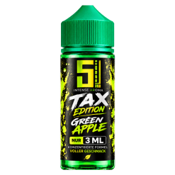 5EL Tax Edition Green Apple: 3 ml Aroma mit saurem grünem Apfel und Kühle in der 90 ml Flasche. Nur mit Basis und Shots gemischt verwenden.