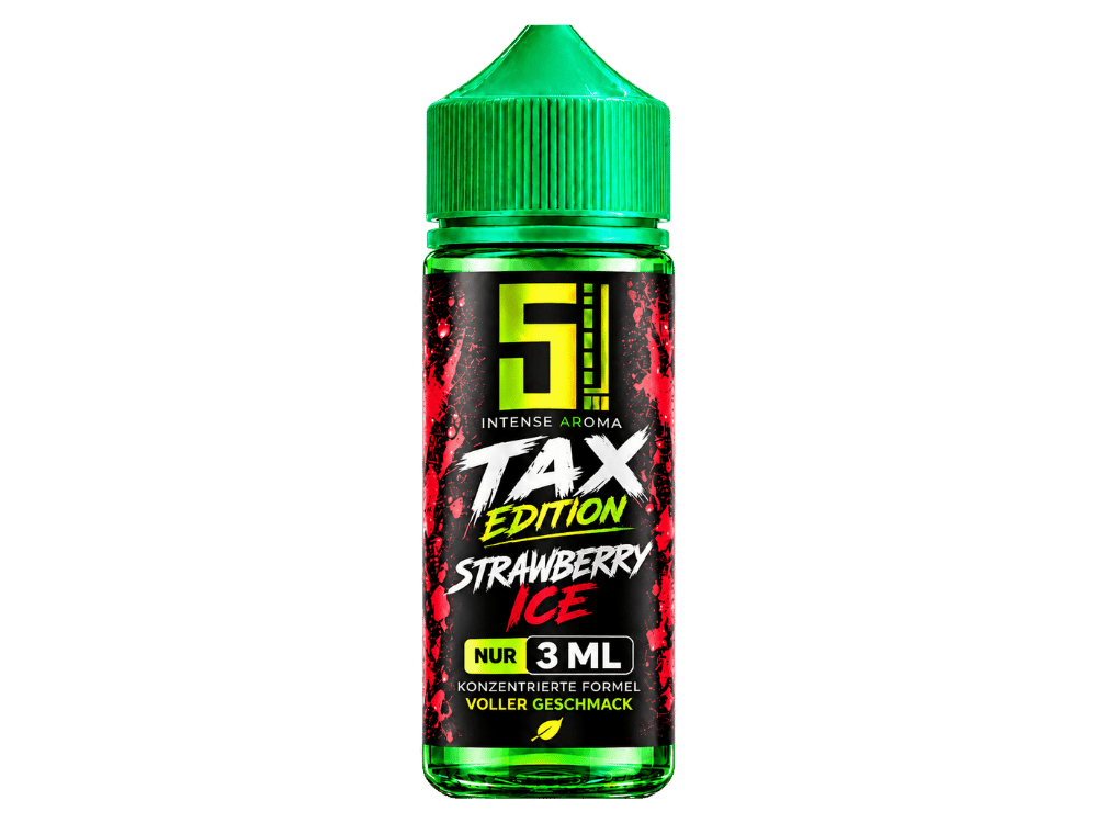 5EL - TAX EDITION - Strawberry Ice - Longfill 3 ml 1 5EL Tax Edition Strawberry Ice: 3 ml Aroma mit fruchtiger Erdbeere und Kühle in der 90 ml Flasche. Nur mit Basis und Shots gemischt verwenden.