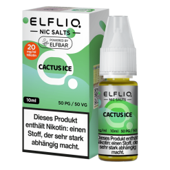 ELFLIQ Cactus Ice Nikotinsalz Liquid – 10 ml Fertigliquid von Elfbar mit exotischem Kaktus-Aroma und kühlendem Finish. Direkt dampfbar, ohne Reifezeit. Erhältlich in 10 mg/ml und 20 mg/ml. Ideal für Pod-Systeme und MTL-Verdampfer. 50/50 PG/VG-Verhältnis für intensiven Geschmack und angenehmen Dampf. Jetzt im LETZ Go Shop bestellen.