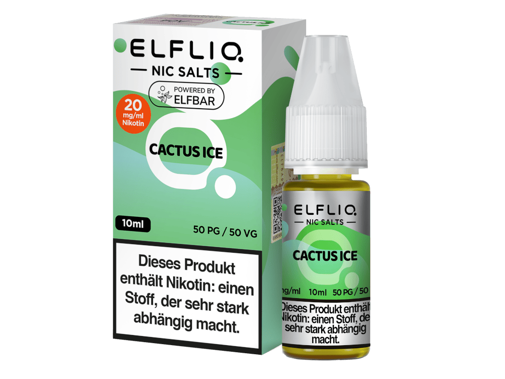 ELFLIQ - Cactus Ice - Nikotinsalz Liquid 1 ELFLIQ Cactus Ice Nikotinsalz Liquid – 10 ml Fertigliquid von Elfbar mit exotischem Kaktus-Aroma und kühlendem Finish. Direkt dampfbar, ohne Reifezeit. Erhältlich in 10 mg/ml und 20 mg/ml. Ideal für Pod-Systeme und MTL-Verdampfer. 50/50 PG/VG-Verhältnis für intensiven Geschmack und angenehmen Dampf. Jetzt im LETZ Go Shop bestellen.