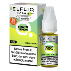 ELFLIQ Frozen Lemon: Nikotinsalz-Fertigliquid mit spritziger Zitrone und kühlem Effekt. 10 ml, 50/50 PG/VG, in 10 und 20 mg/ml für Pod-Systeme.