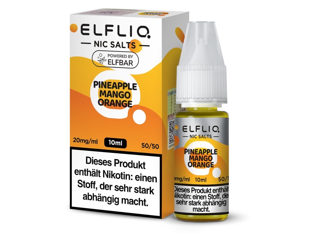 ELFLIQ - Pineapple Mango Orange - Nikotinsalz Liquid 1 ELFLIQ Nikotin Salz Liquid in 10ml Flasche mit Ananas, Mango und Orange.