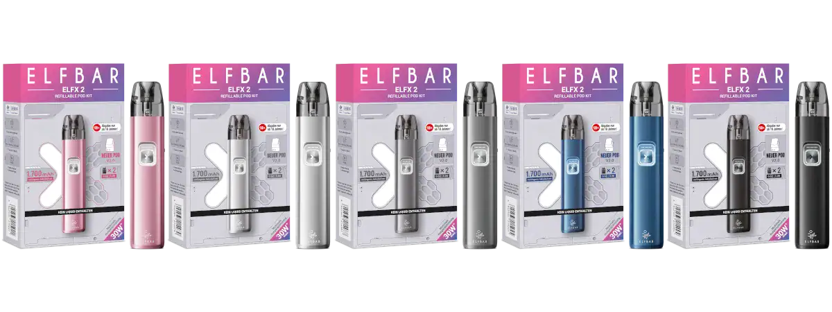 Das Elfbar ELFX 2 Pod Kit überzeugt mit einem 1.700-mAh-Akku, drei wählbaren Leistungsmodi (ECO, Normal, Power) und der neuen QUAQ DURA-Technologie für dreifach längere Pod-Lebensdauer. Inklusive zwei ELFX V2.0 Dual-Mesh-Pods (0,6 Ohm & 0,8 Ohm), Top-Filling-System, stufenloser Airflow-Kontrolle von MTL bis RDL sowie USB-C-Laden. Jetzt im letz-go-shop.de bestellen.