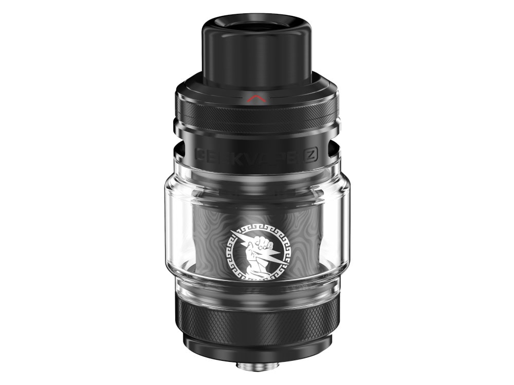 GeekVape Z Subohm 5 Clearomizer Set 1 E-Zigaretten-Atomizer mit Glasbehälter und schwarzem Drip Tip.
