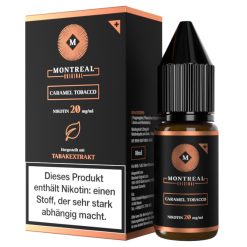 Montreal Original Caramel Tobacco Nikotinsalz Liquid: fertiges 10 ml Liquid mit zigarettennahem Tabak und dezenter Karamellnote. Sofort einsatzbereit ohne Anmischen, wahlweise in 10 mg/ml oder 20 mg/ml. Ideal für Pod-Systeme. Jetzt bei LETZ Go bestellen.