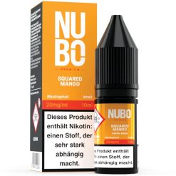 NUBO Squared Mango Nikotinsalz Liquid aus Belgien in der 10-ml-Flasche. Reines Mangoaroma, wählbar mit 10 mg/ml oder 20 mg/ml Nikotin. Gebrauchsfertig ohne Verdünnung. Jetzt bei LETZ Go bestellen.