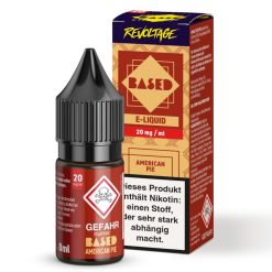 Revoltage BASED American Pie Liquid – 8 ml Hybrid Nikotinsalz mit Apfelkuchen-Aroma. Erhältlich in 0, 10 und 20 mg/ml. Fertig gemischt, sofort einsatzbereit für die E-Zigarette. Jetzt bei LETZ Go entdecken.