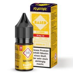 Revoltage BASED Banana Ice Liquid – 8 ml Hybrid Nikotinsalz mit Bananen-Aroma und kühler Note. Erhältlich in 0, 10 und 20 mg/ml. Fertig gemischt, sofort einsatzbereit für die E-Zigarette. Jetzt bei LETZ Go entdecken.