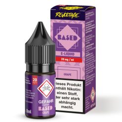 Revoltage BASED Grape Liquid – 8 ml Hybrid Nikotinsalz mit saftigem Trauben-Aroma. Erhältlich in 0, 10 und 20 mg/ml. Fertig gemischt, sofort einsatzbereit für die E-Zigarette. Jetzt bei LETZ Go entdecken.