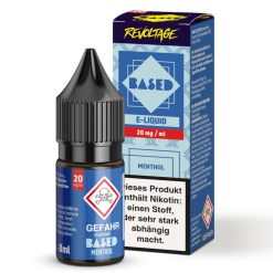 Revoltage BASED Menthol Liquid – 8 ml Hybrid Nikotinsalz mit klarem Menthol-Aroma. Erhältlich in 0, 10 und 20 mg/ml. Fertig gemischt, sofort einsatzbereit für die E-Zigarette. Jetzt bei LETZ Go entdecken.