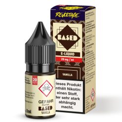 Revoltage BASED Vanilla Liquid – 8 ml Hybrid Nikotinsalz mit cremigem Vanille-Aroma. Erhältlich in 0, 10 und 20 mg/ml. Fertig gemischt, sofort einsatzbereit für die E-Zigarette. Jetzt bei LETZ Go entdecken.