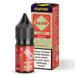 Revoltage BASED Watermelon Liquid – 8 ml Hybrid Nikotinsalz mit saftigem Wassermelonen-Aroma. Erhältlich in 0, 10 und 20 mg/ml. Fertig gemischt, sofort einsatzbereit für die E-Zigarette. Jetzt bei LETZ Go entdecken.